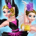 Ellie and Annie Black Swan and White Swa